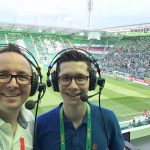 Die Stadionreporter Wolfgang Slavik und Sebastian Aster